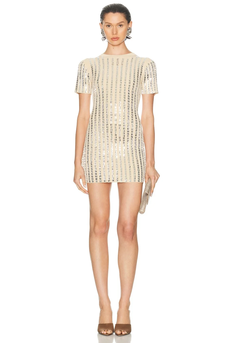 All Over Rhinestone Mini Dress - 1