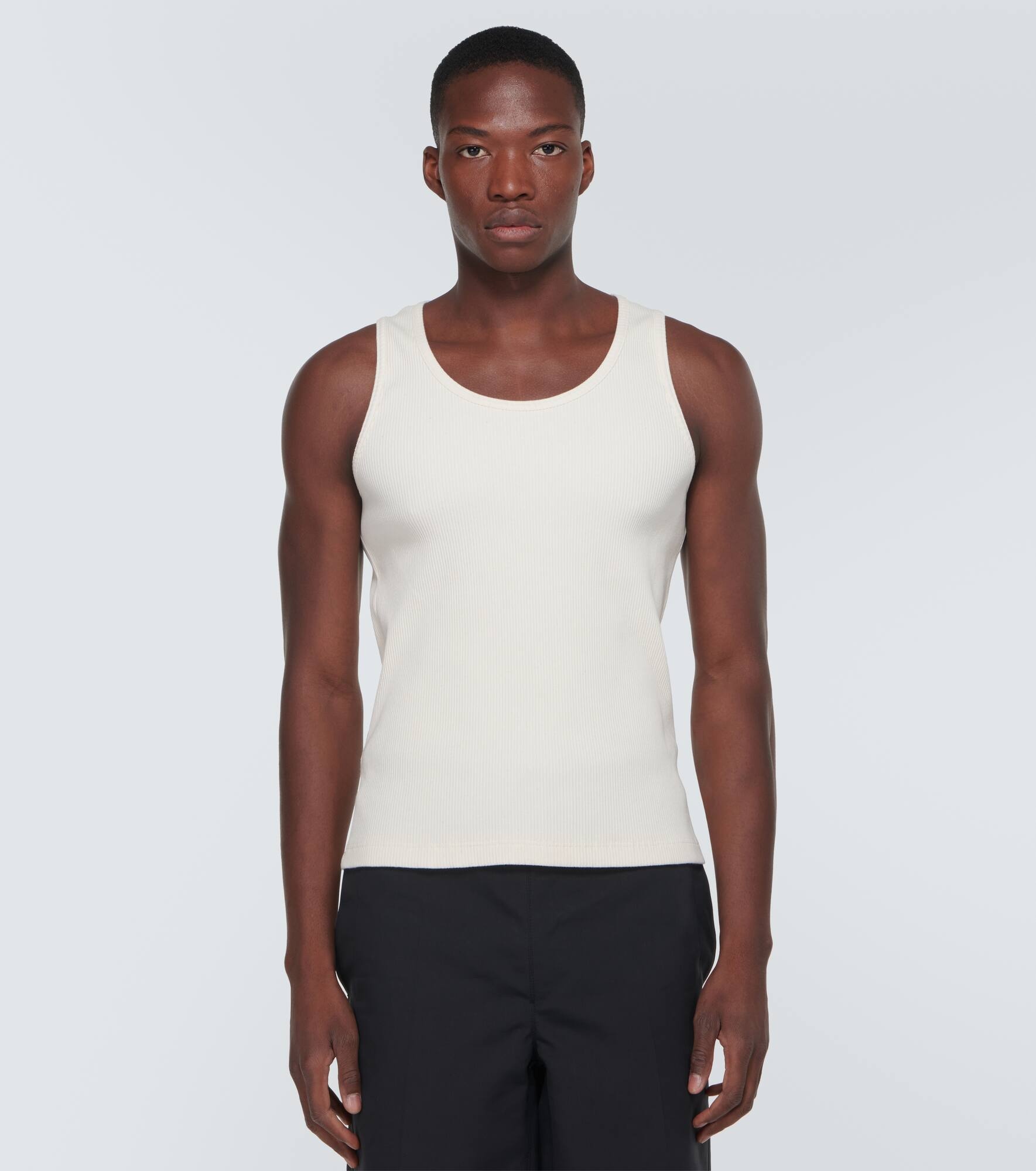 Ribbed-knit cotton-blend jersey tank top - 3