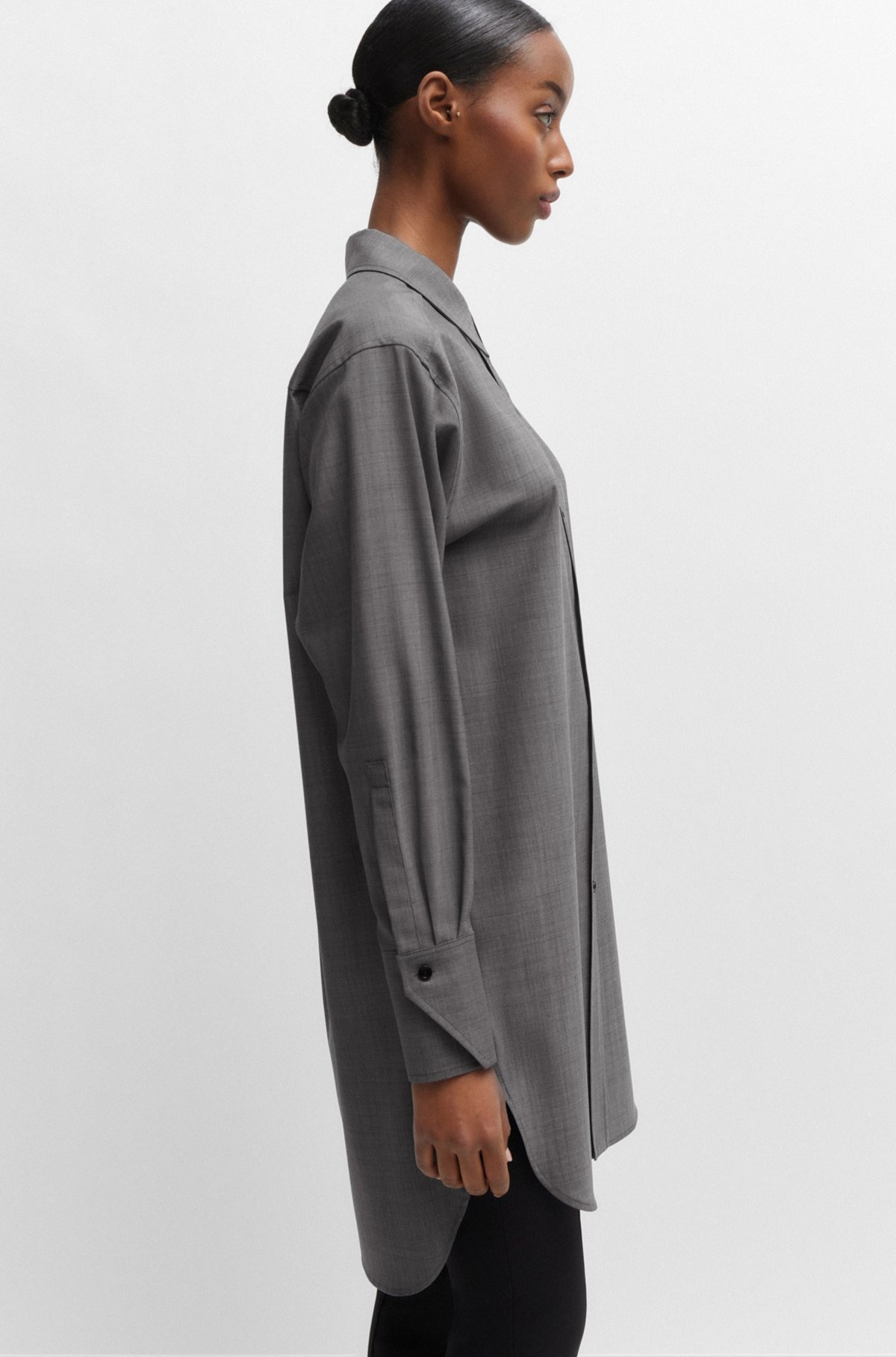 RELAXED-FIT BLOUSE IN ITALIAN VIRGIN-WOOL SHARKSKIN - 6
