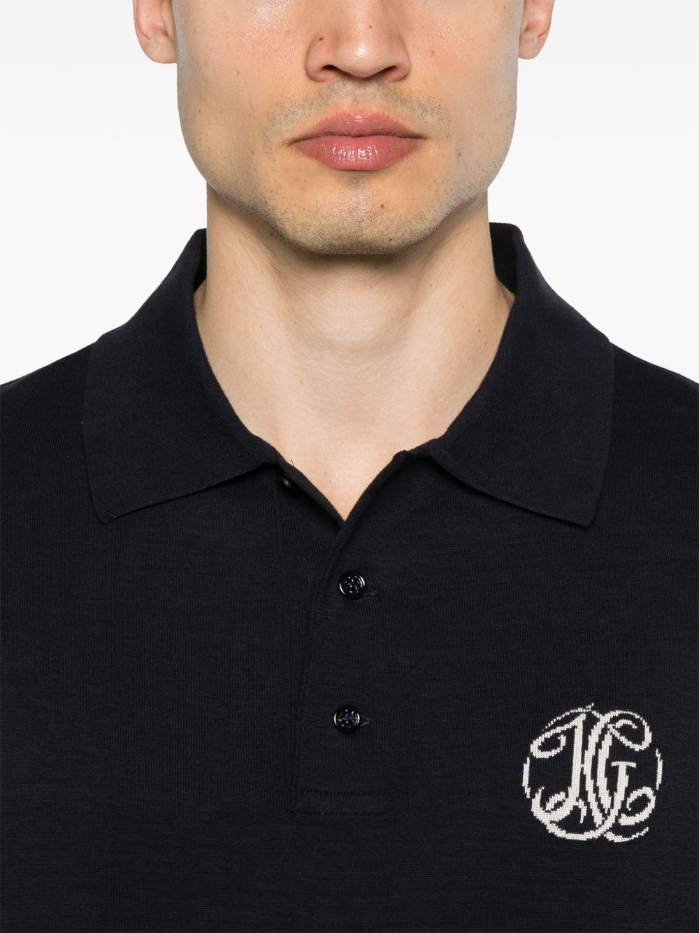 logo-jacquard polo shirt - 4