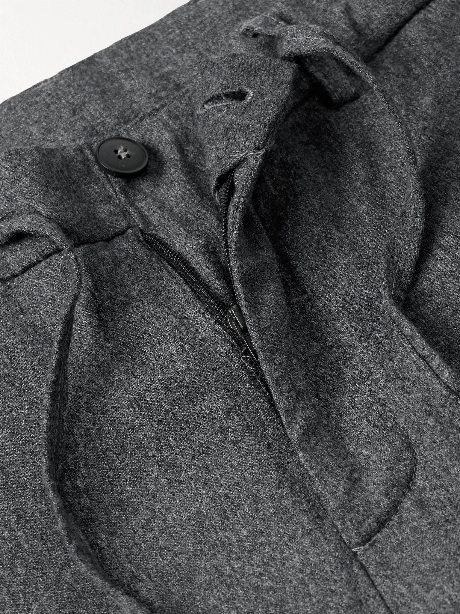 Tapered Wool-Flannel Drawstring Trousers Gray - 6