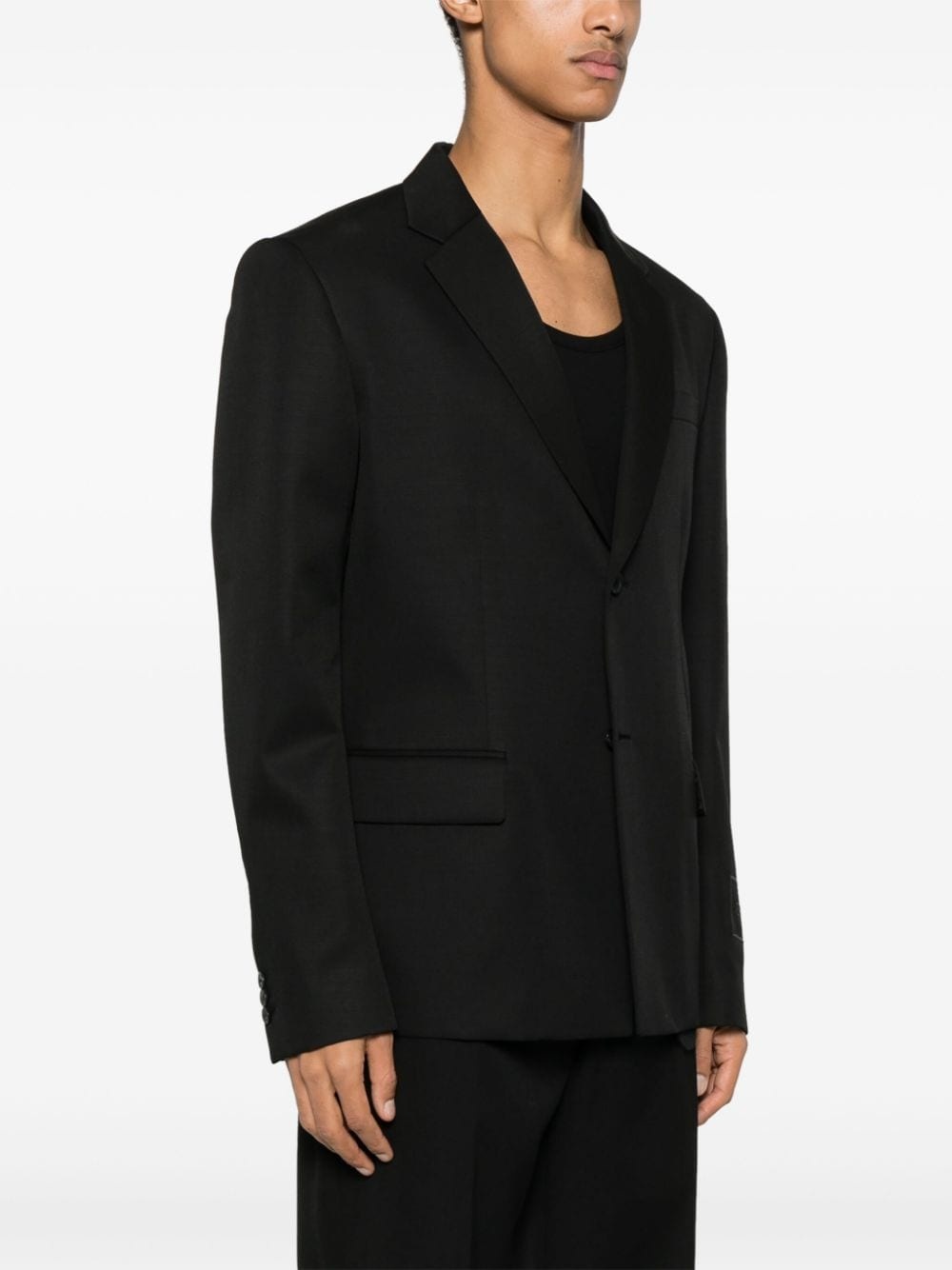 logo-embroidered wool blazer - 5