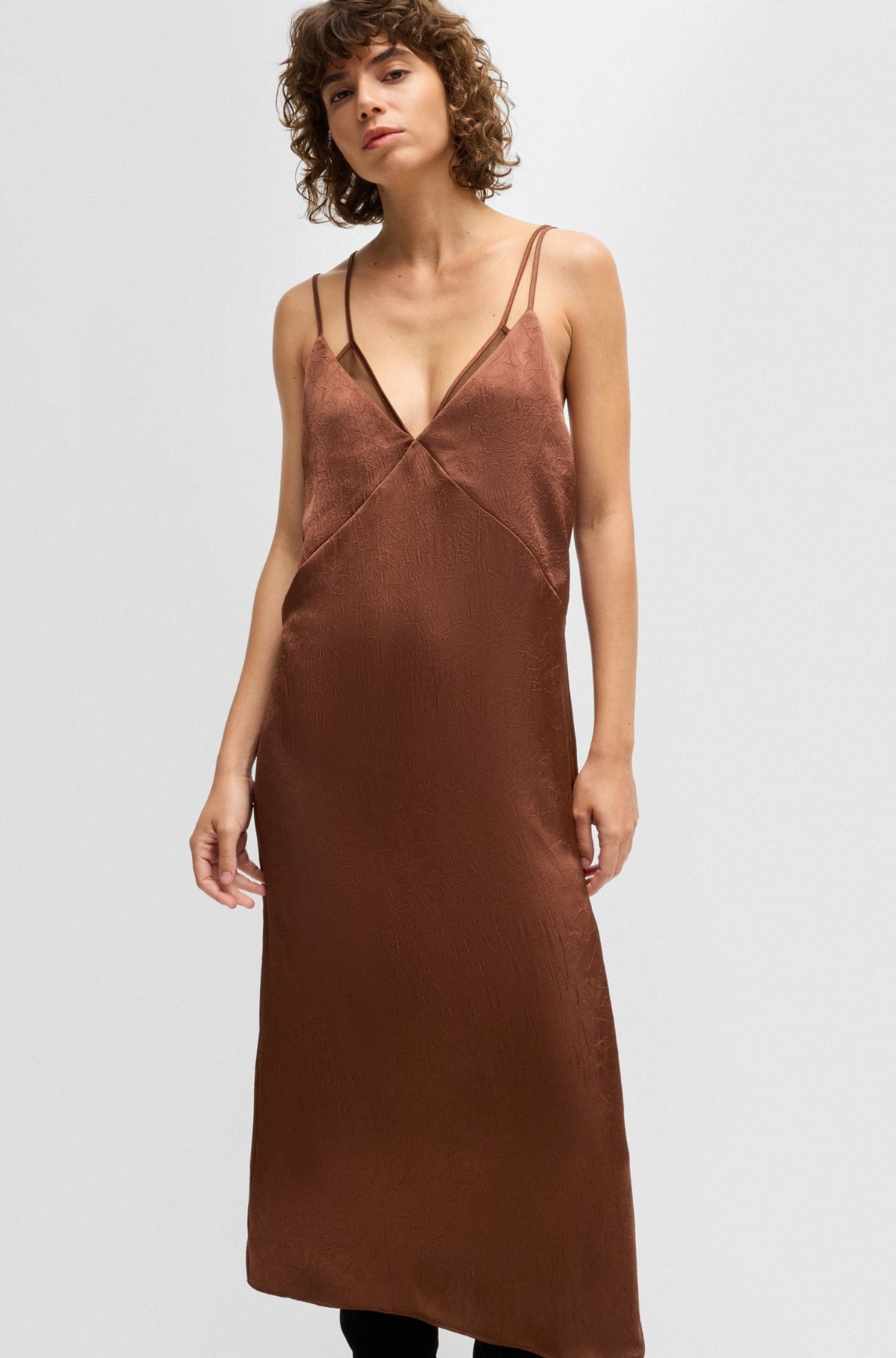 STRAPPY DRESS IN CRINKLE SATIN - 6