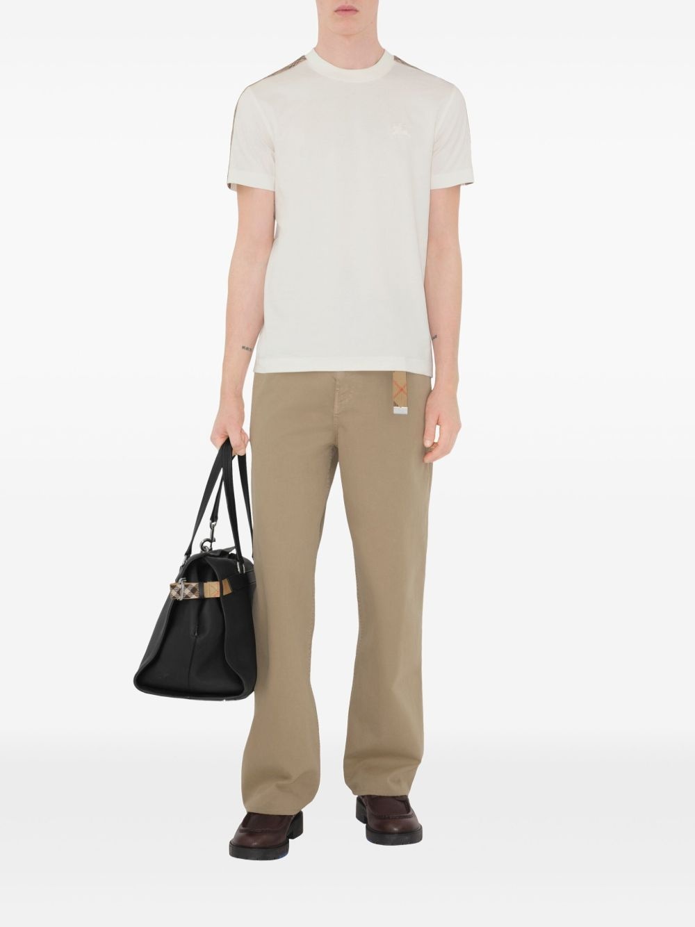 checkered-trim cotton T-shirt - 2
