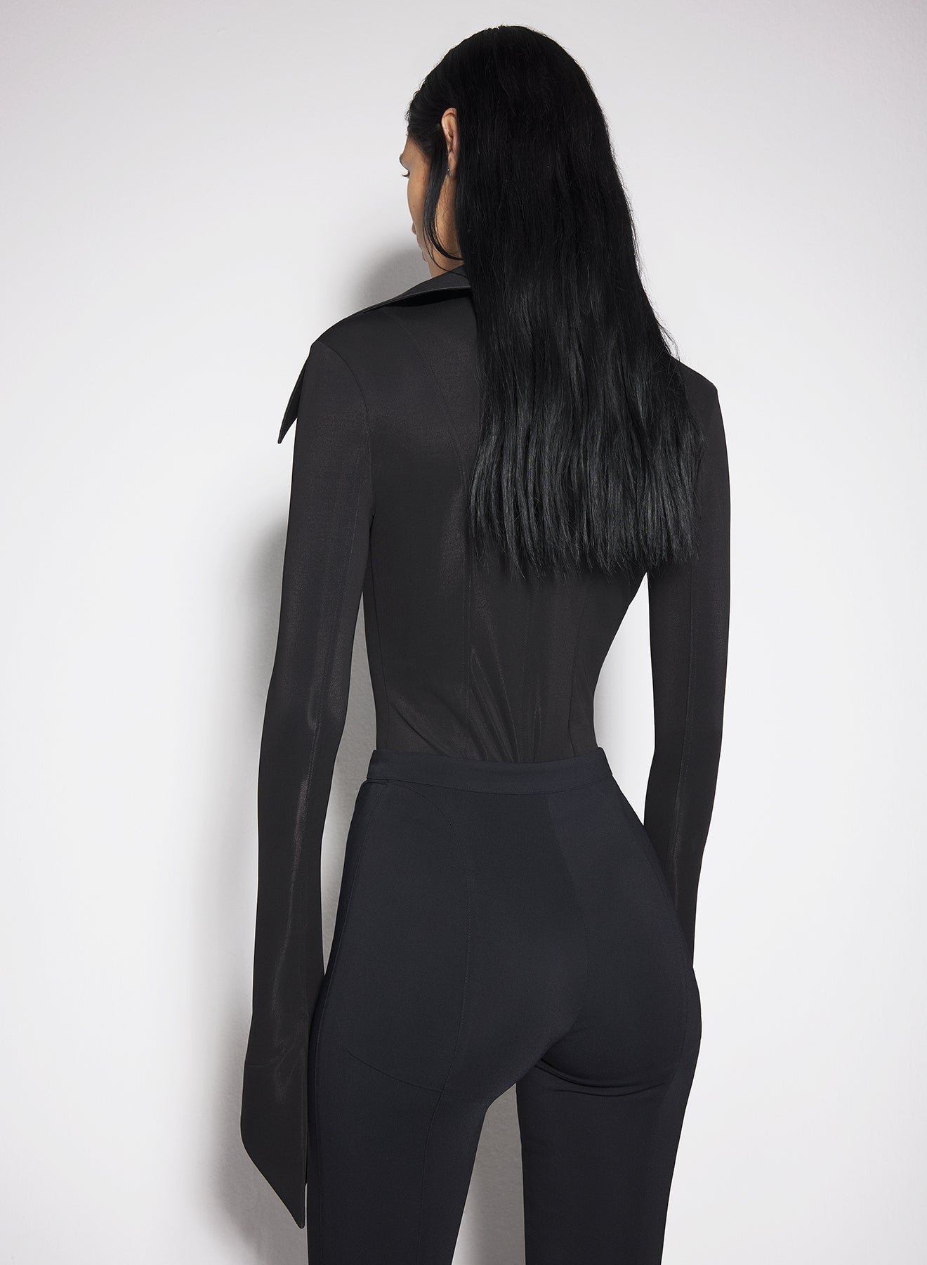 black spiky satin collar bodysuit - 4