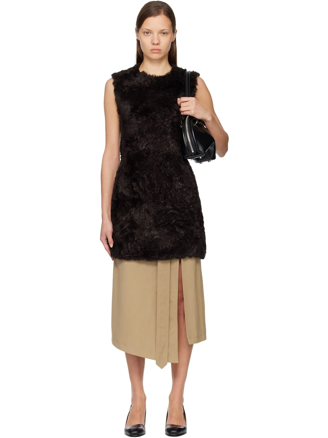 Brown Faux-Fur Minidress - 1