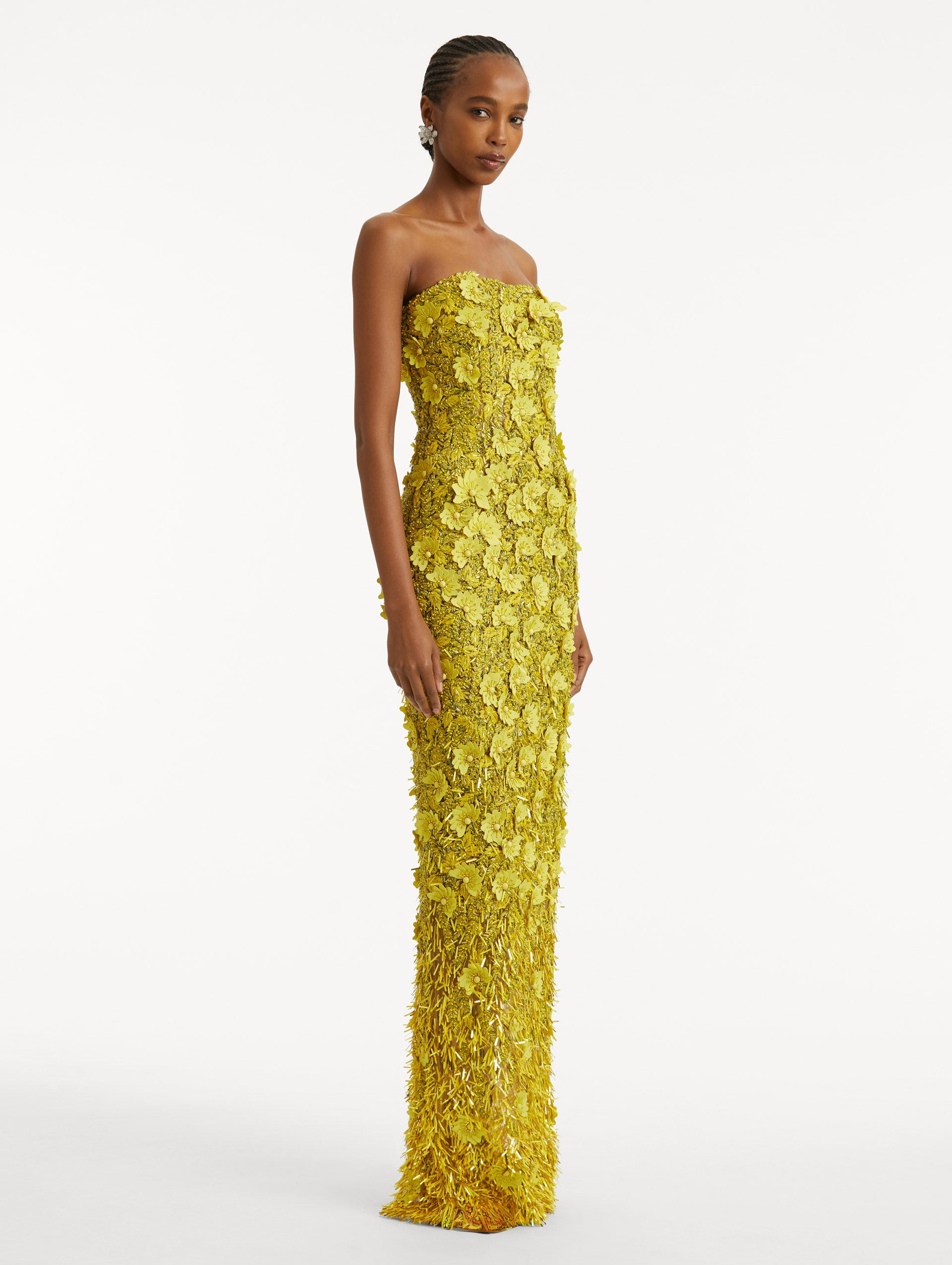 PEONY SEQUIN AND RAFFIA EMBROIDERED GOWN - 4