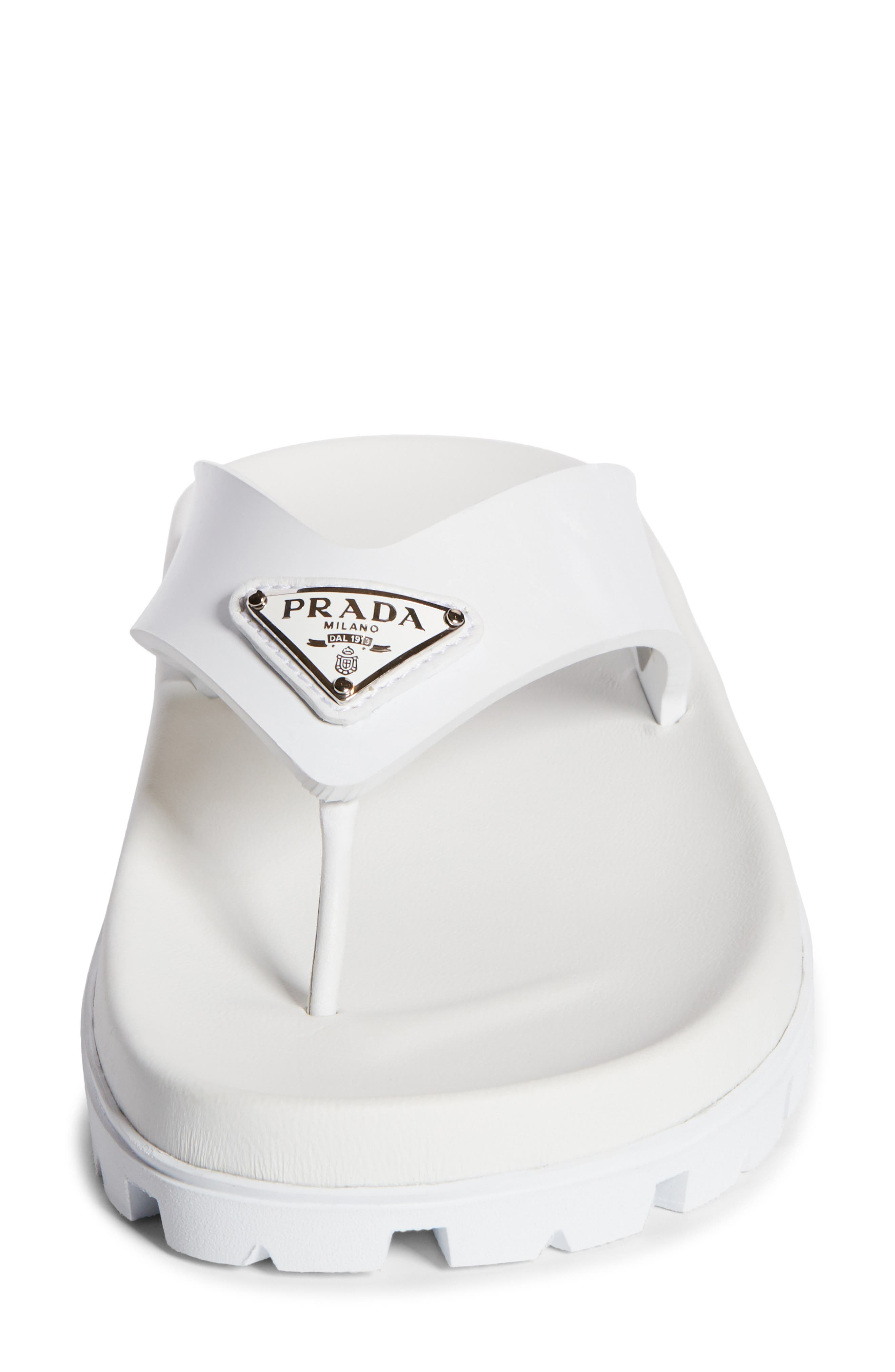 Prada Lug Sole Flip Flop in Bianco at Nordstrom - 4