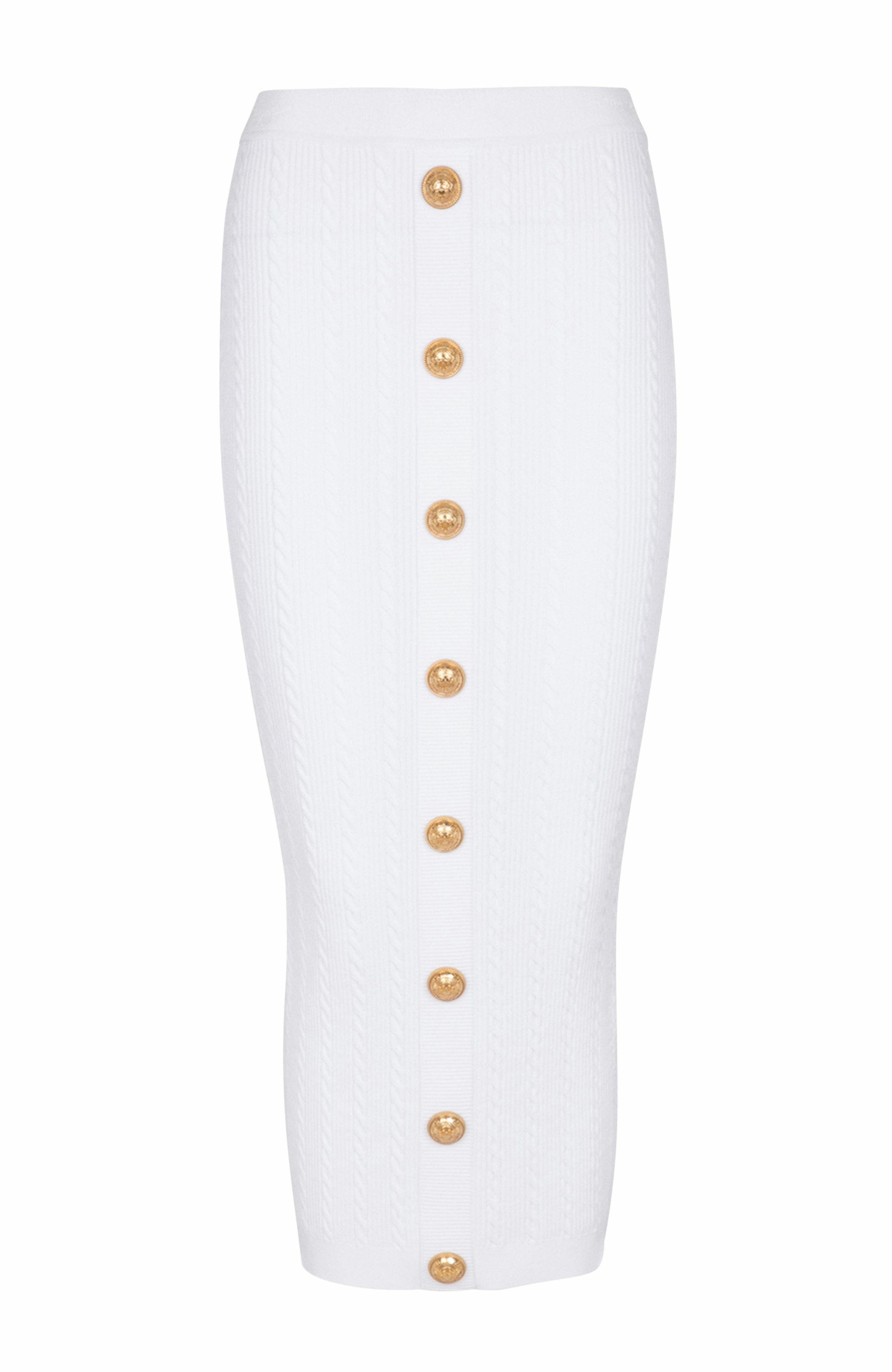 Balmain Cable-knit midi skirt in White at Nordstrom - 1