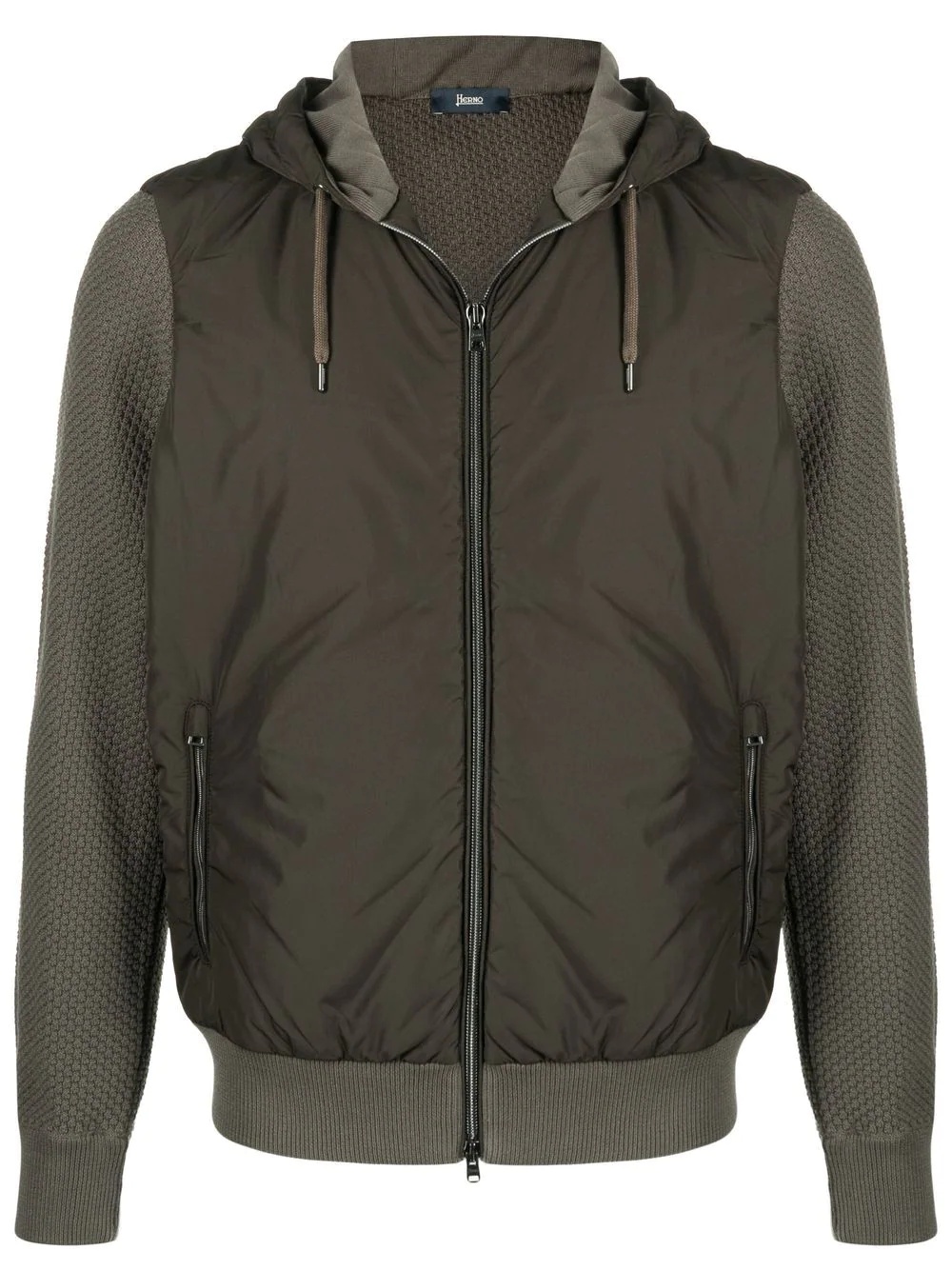 panelled zip-up hooded jacket - 1