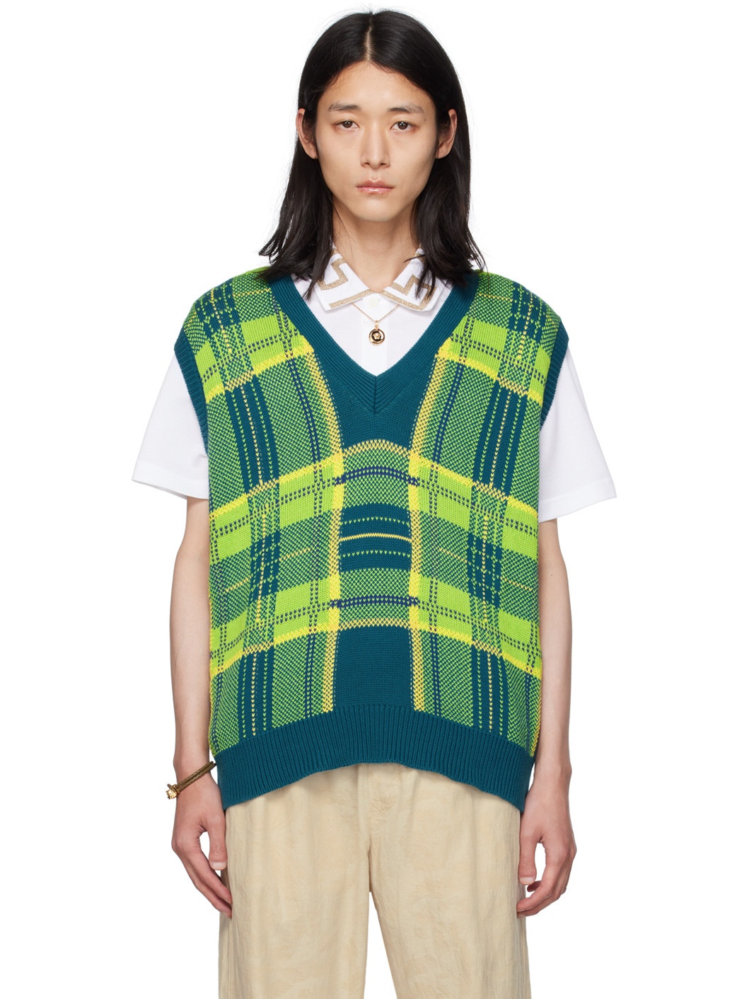 Blue & Green Check Vest - 1