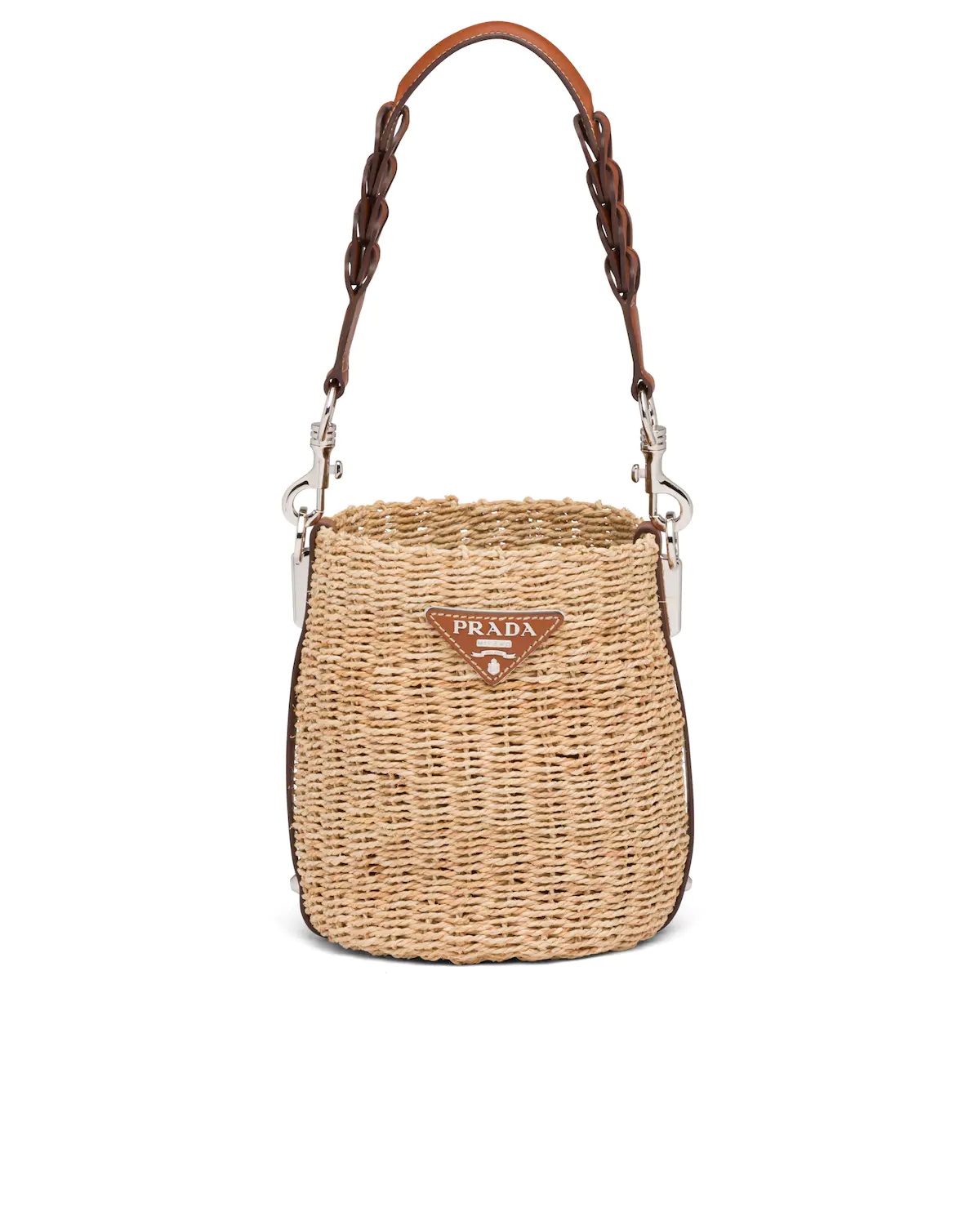 Corn Husk and Leather Bucket Bag - 1