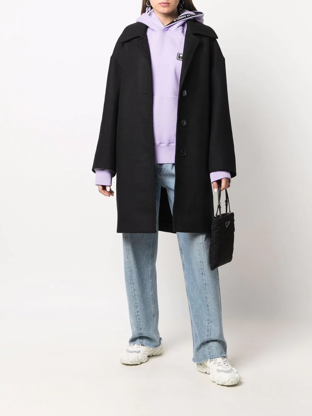 logo-print oversized coat - 2