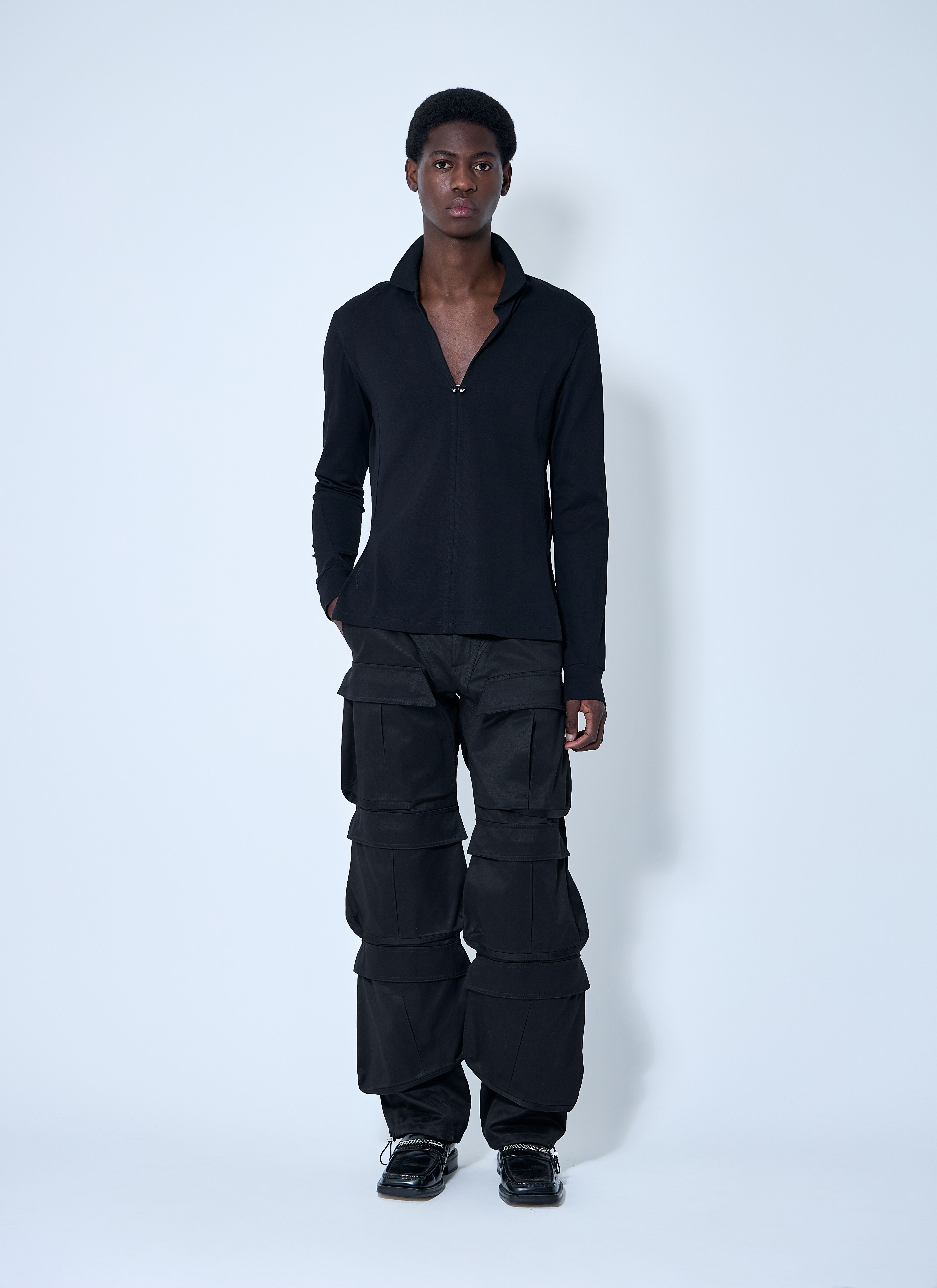 V Neck Shirt With Hardware - 2