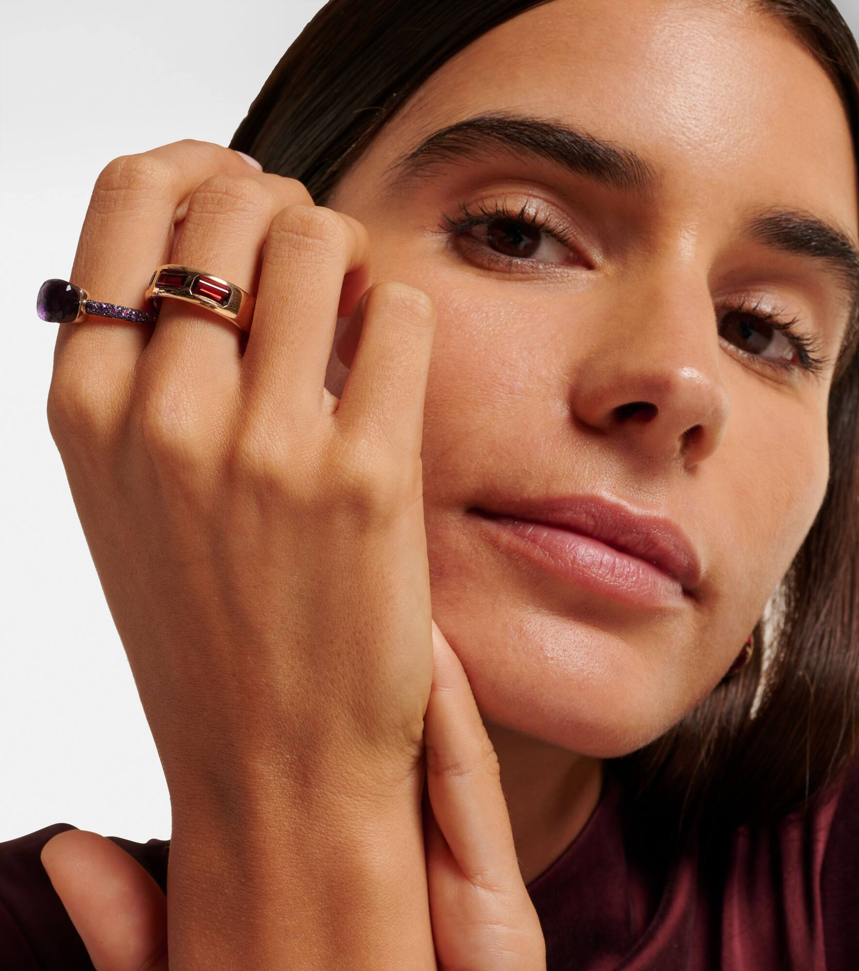 Iconica 18kt rose gold ring with pyrope garnets - 3