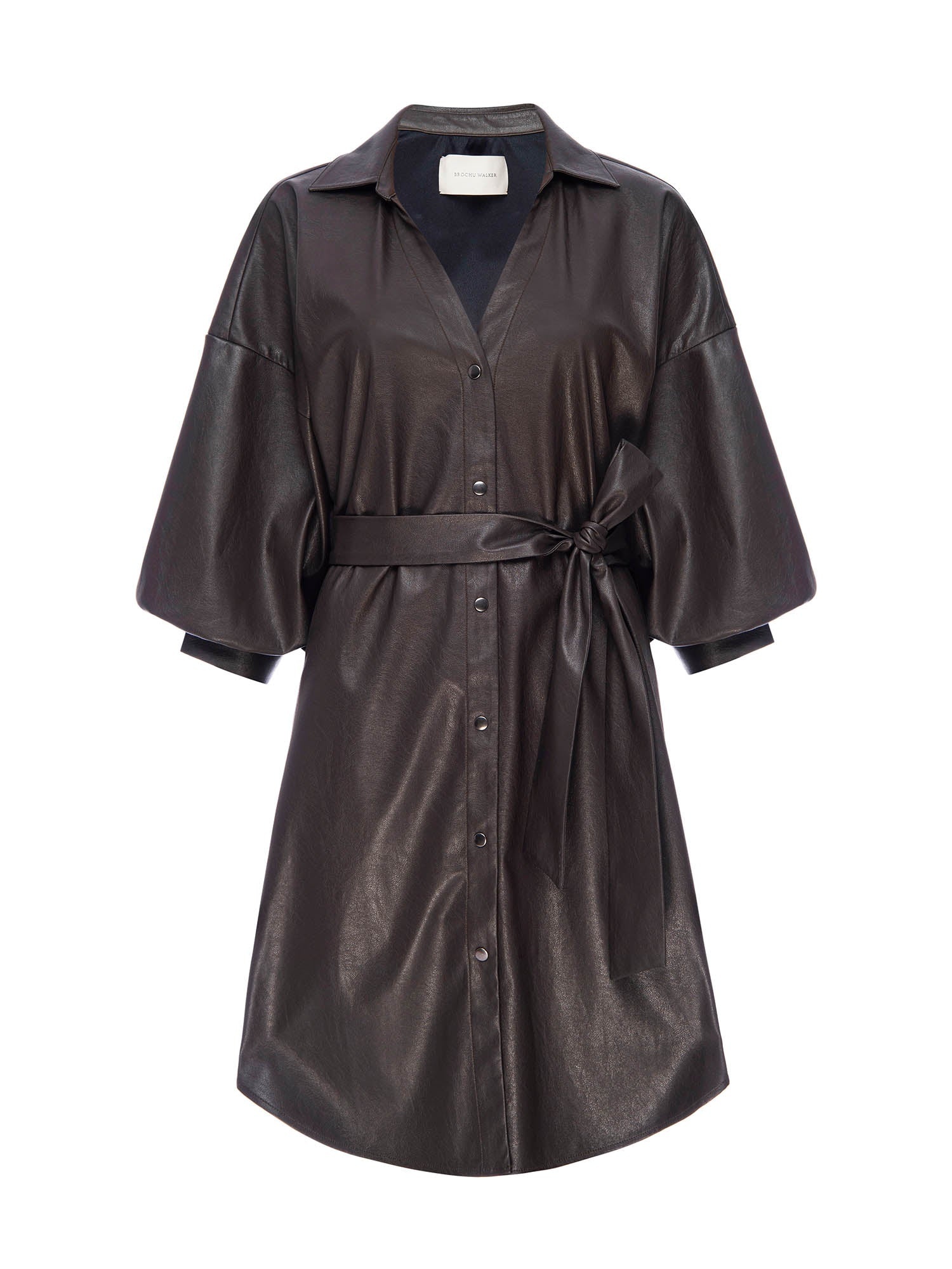 The Kate Belted Vegan Leather Dress - 2
