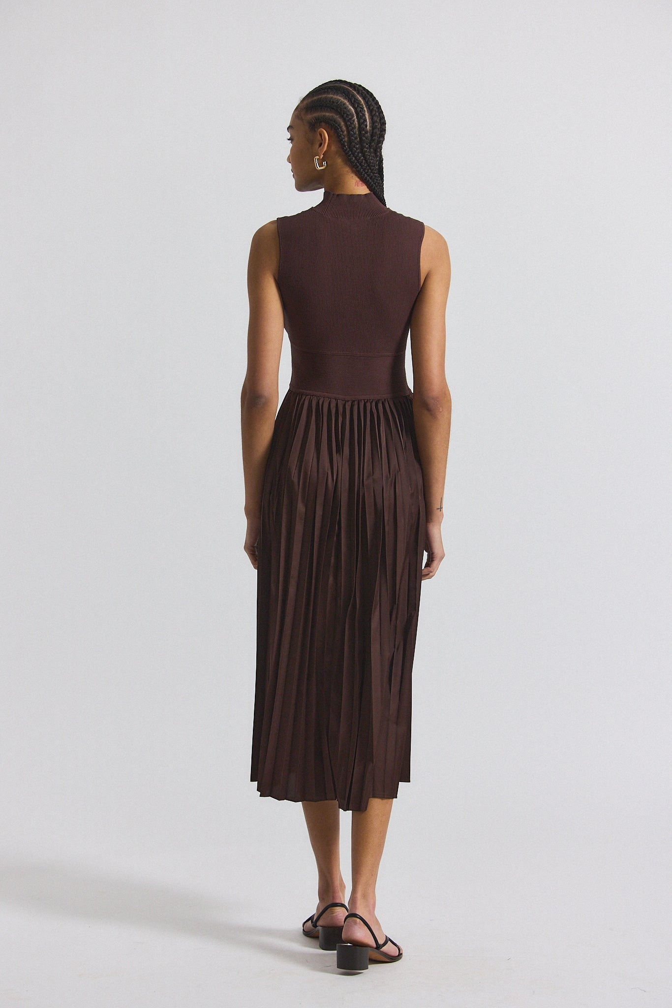 MAIZIE MOCK NECK SLEEVE PLEATED SWEATER DRESS - 3