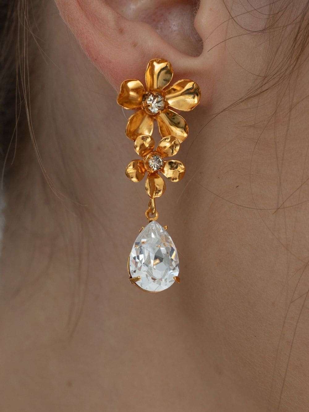 18kt gold plated Milena crystal drop earrings - 3