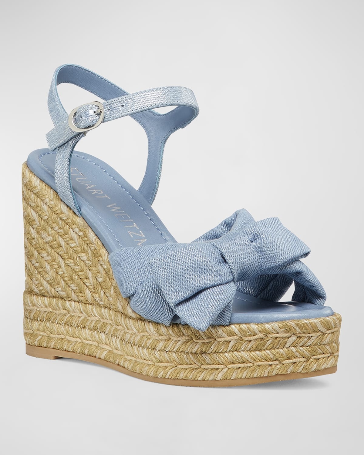 Sofia Denim Bow Wedge Espadrille Sandals - 2