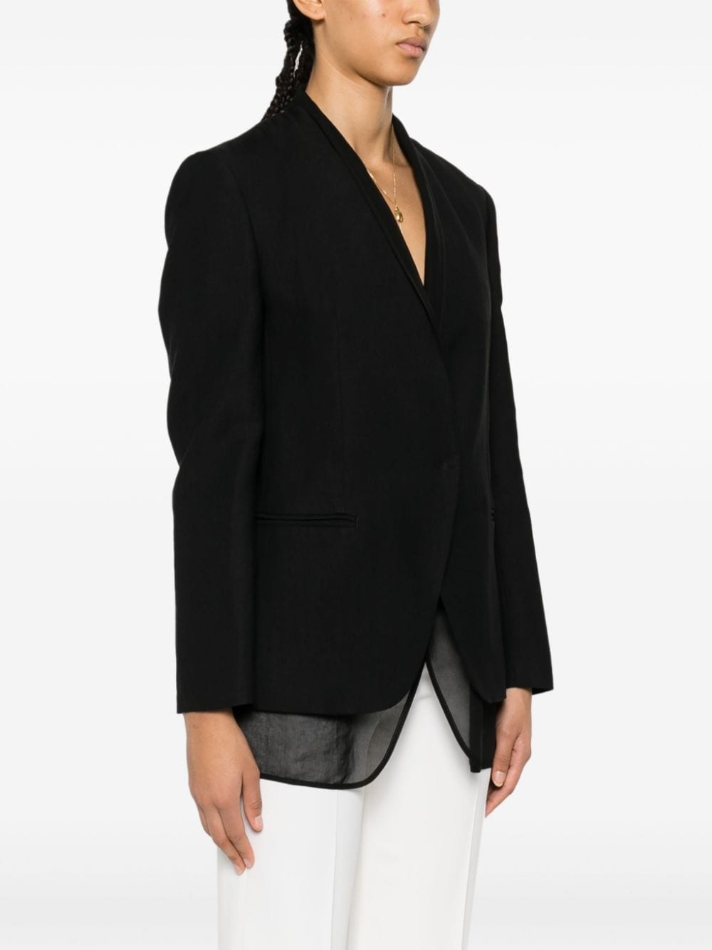 layered single-breasted blazer - 3