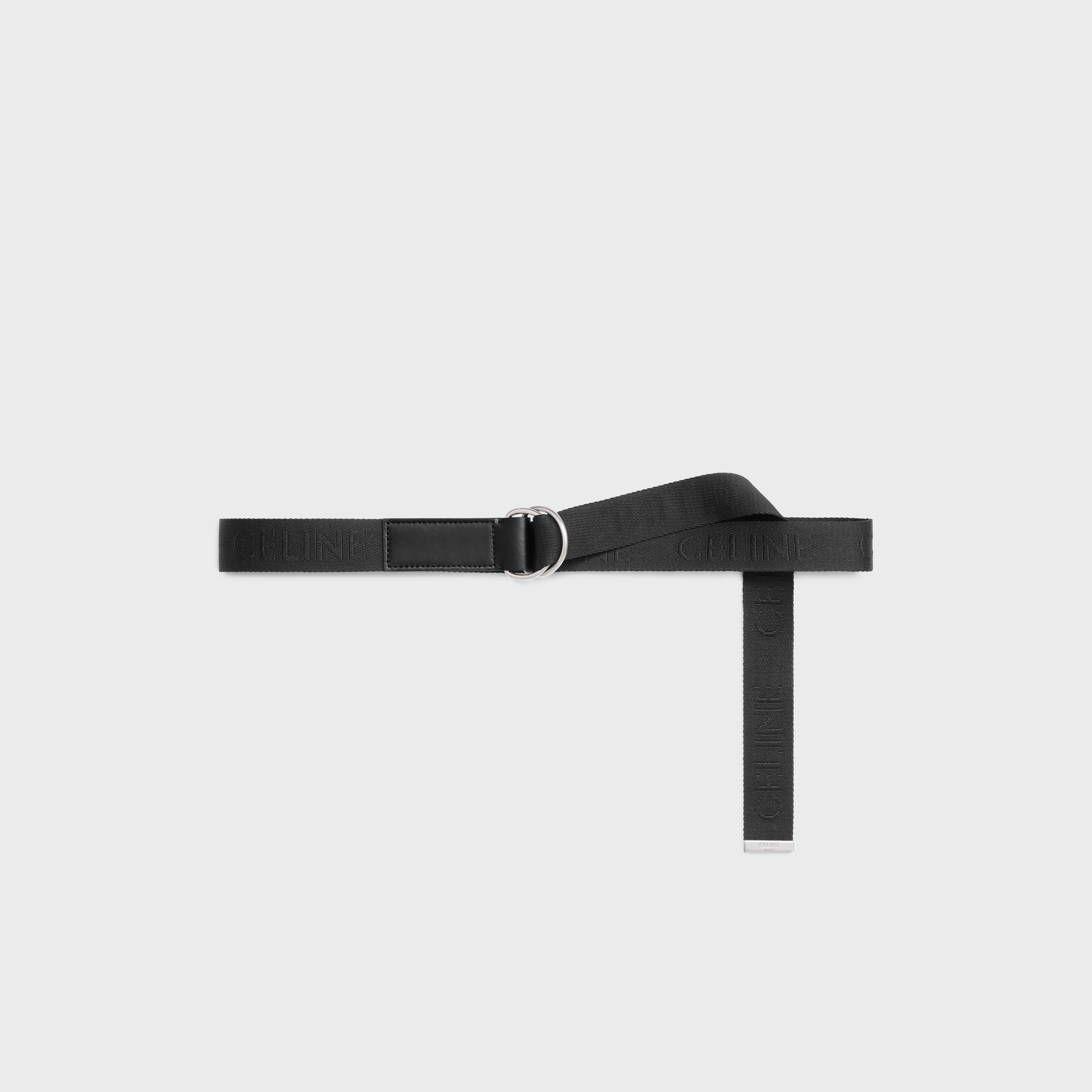 MEDIUM DOUBLE RING BELT in Jacquard Textile and Calfskin - 1