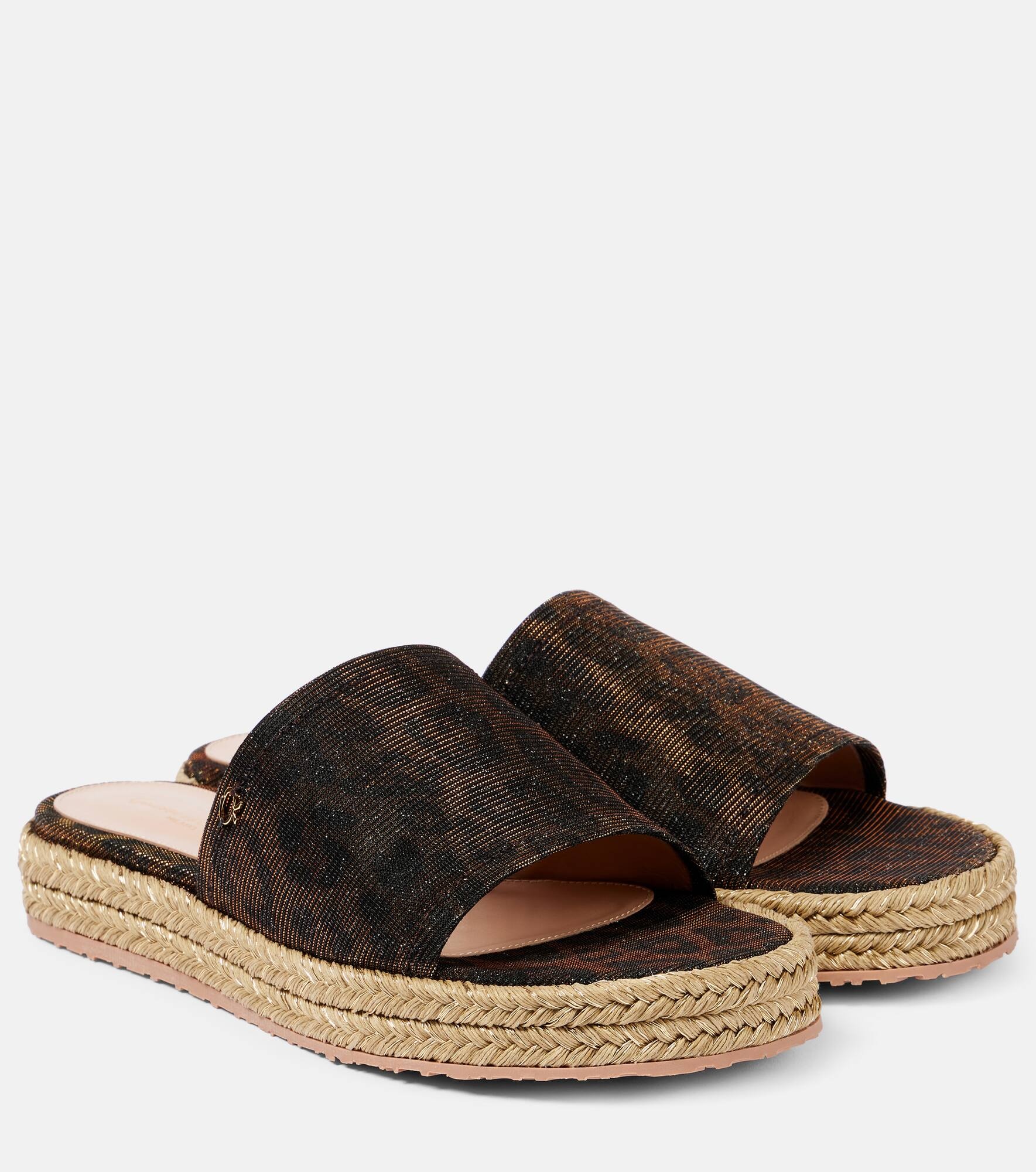 Leopard-print platform espadrille slides - 1