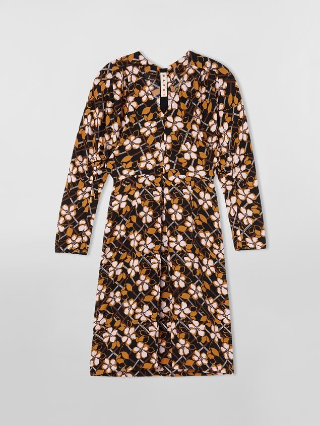 VISCOSE SATIN DRESS WITH LONG KIMONO SLEEVES - 1