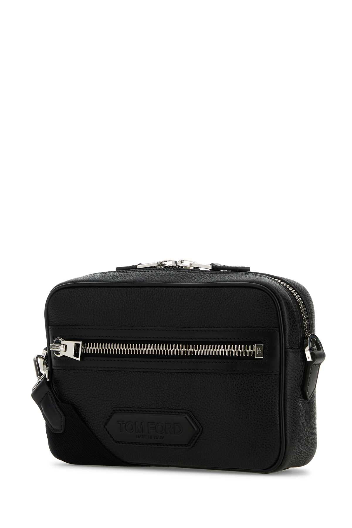 Tom Ford Men Black Leather Small Messenger Crossbody Bag - 2