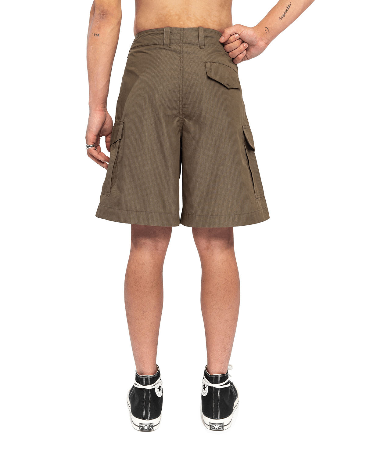 Trekking Cargo Shorts Army Green Cotton Ripstop - 3