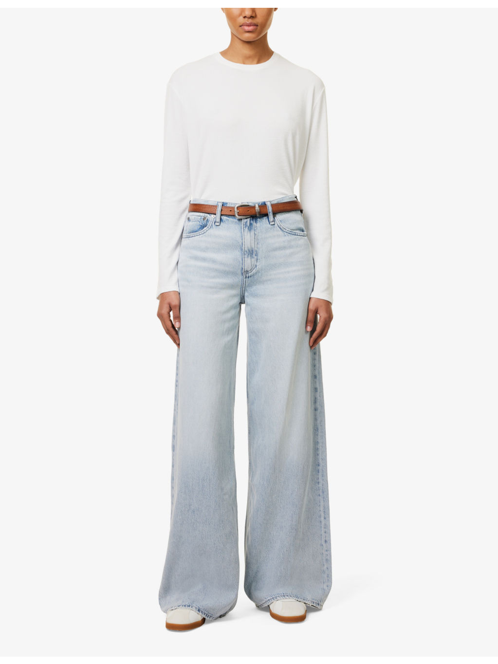 Split-hem long-sleeved woven top - 2