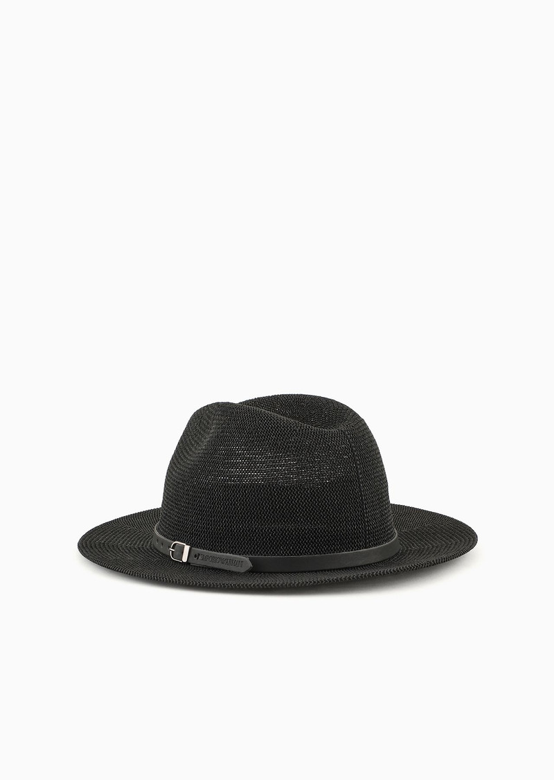 EMPORIO ARMANI Paper-yarn fedora hat with strap outlook