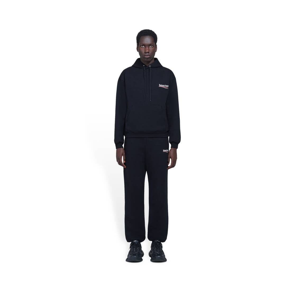 BALENCIAGA Men's Political Campaign Hoodie Medium Fit in Black