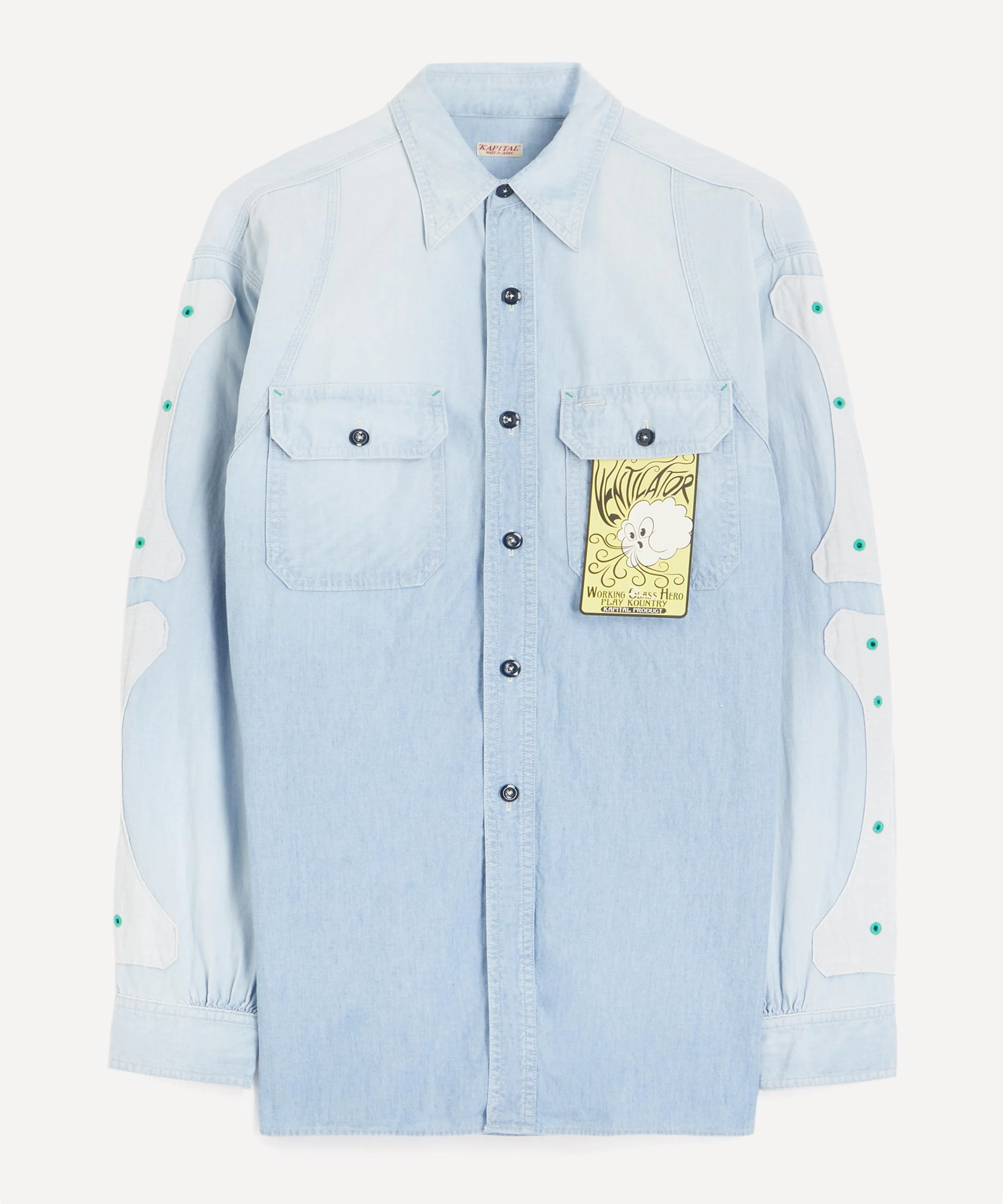 Chambray Two-Tone Bone Patch Ventilator Workshirt - 1