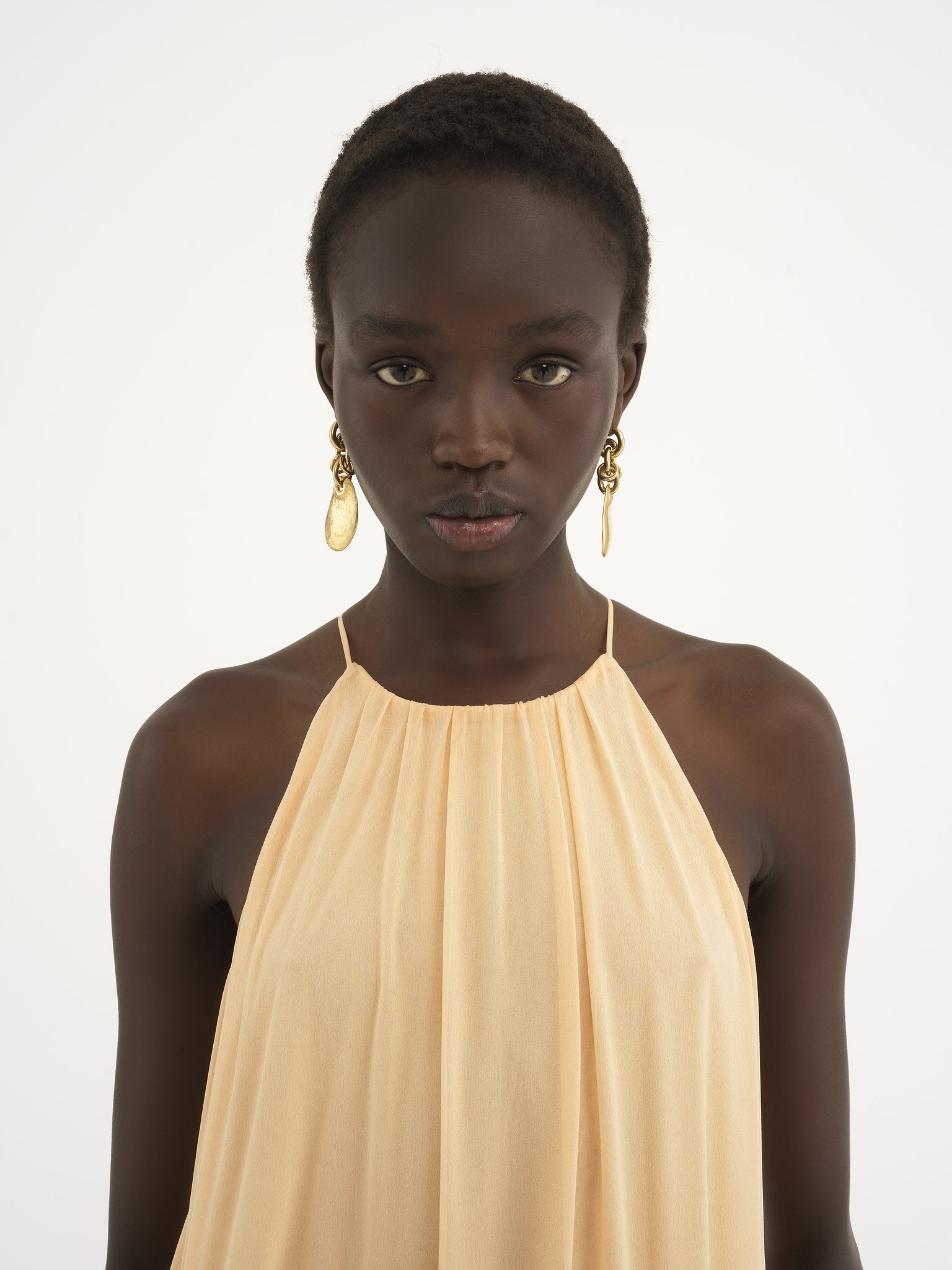 LONG GATHERED SUN DRESS IN SILK GEORGETTE - 6