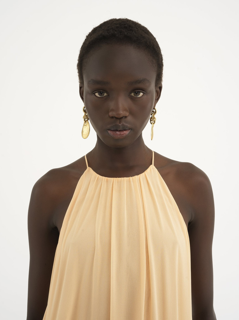 LONG GATHERED SUN DRESS IN SILK GEORGETTE 6