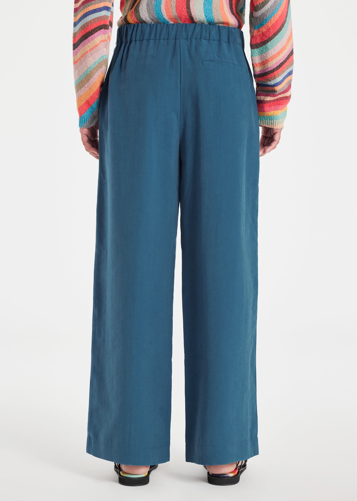 Teal Wide Leg Cropped Trousers - 4