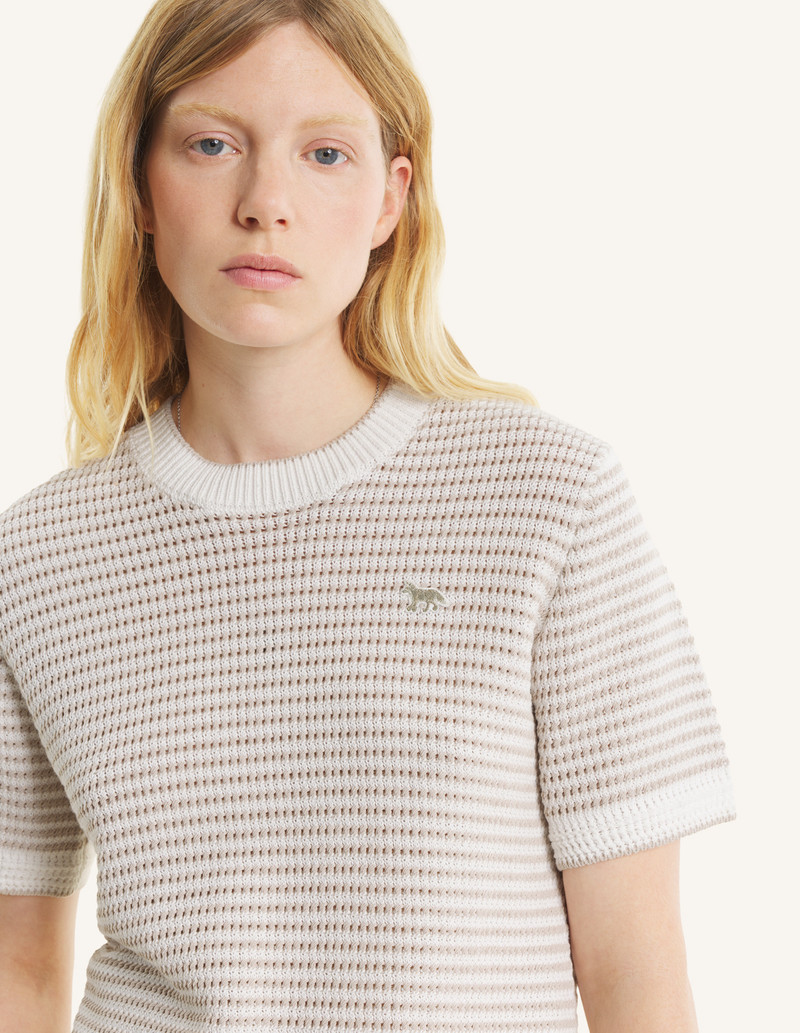 LACE KNIT STRIPED SHORT SLEEVE JUMPER 7