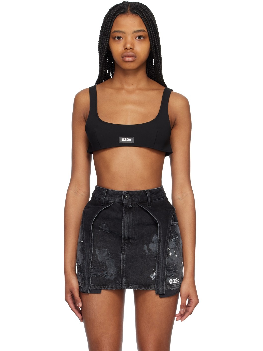 032c Black Trapeze Suit Bralette REVERSIBLE