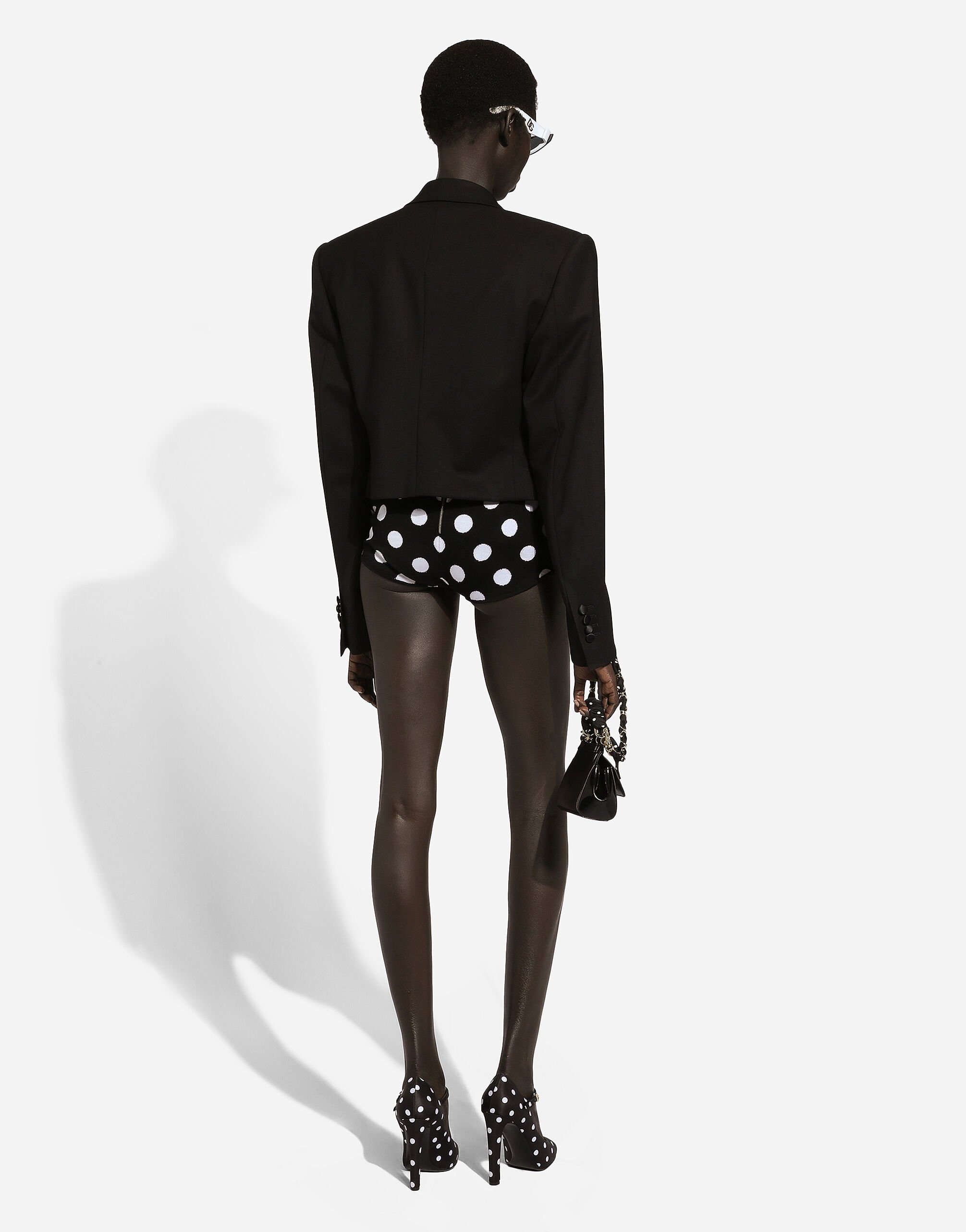 Wool and silk high-waisted panties with polka-dot inlay - 3