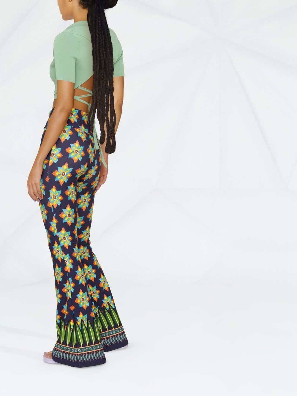graphic-print flared trousers - 3