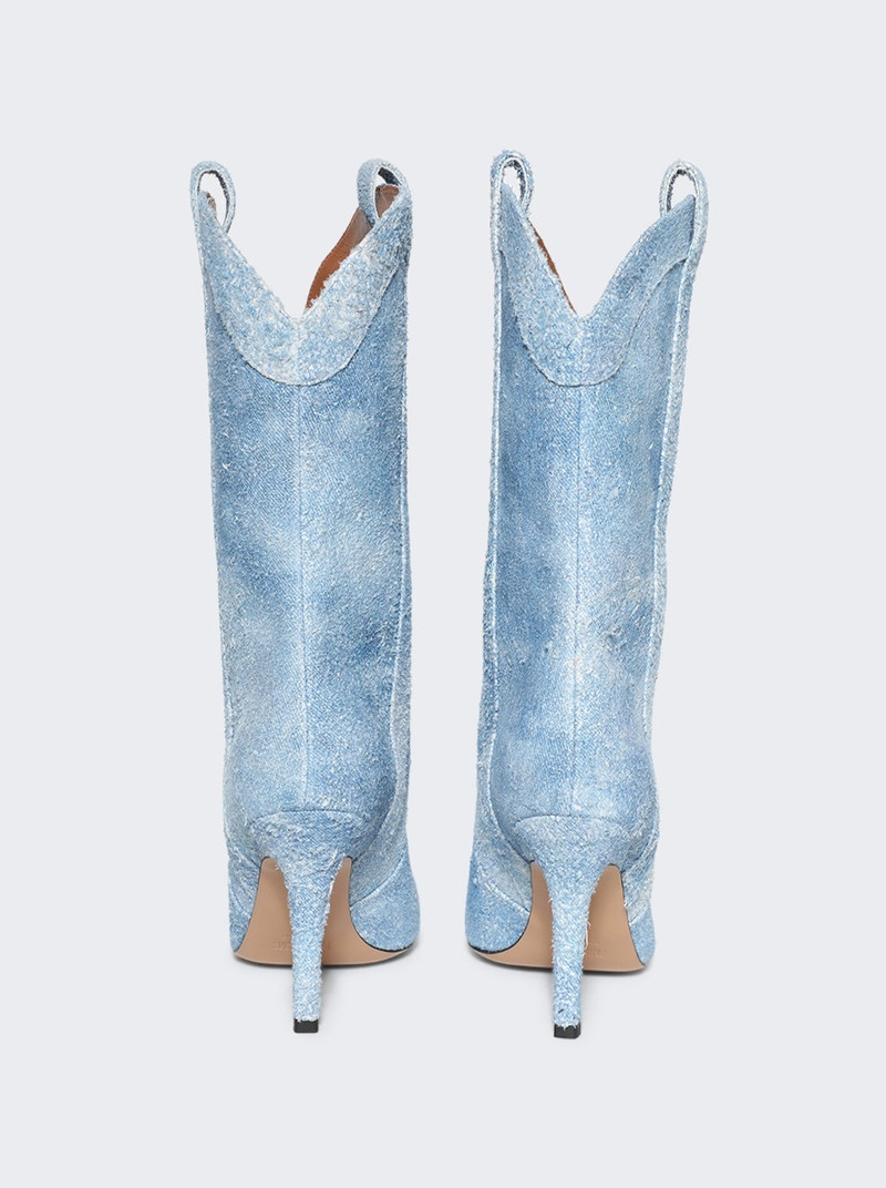 PARIS TEXAS Paloma Mid Calf Boot Denim Suede Leather outlook