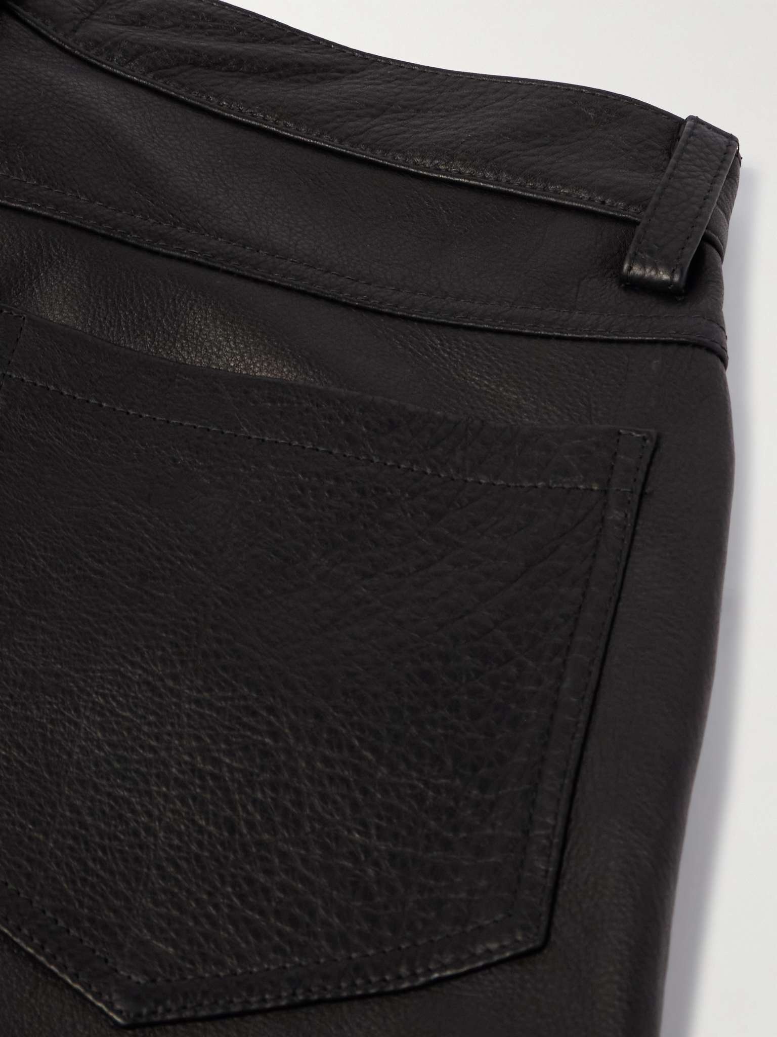 Straight-Leg Full-Grain Leather Trousers - 4
