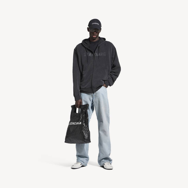 BALENCIAGA Men's Standard Oversized Zip-up Hoodie in Black Faded outlook