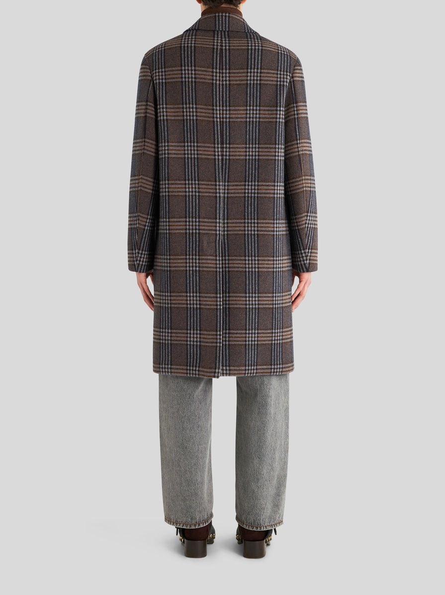 CHECK WOOL COAT - 4