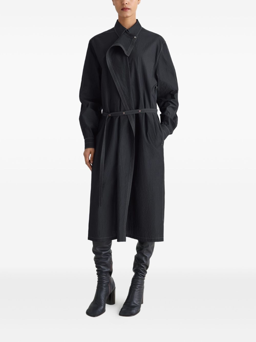 asymmetrical-panel shirt dress - 2