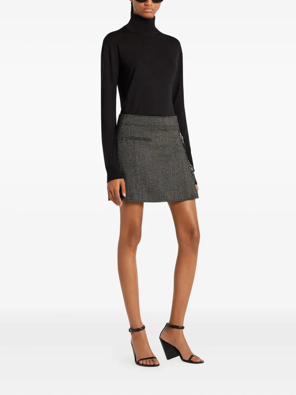 2-Pocket Zipped Caviar Mini Skirt - 3