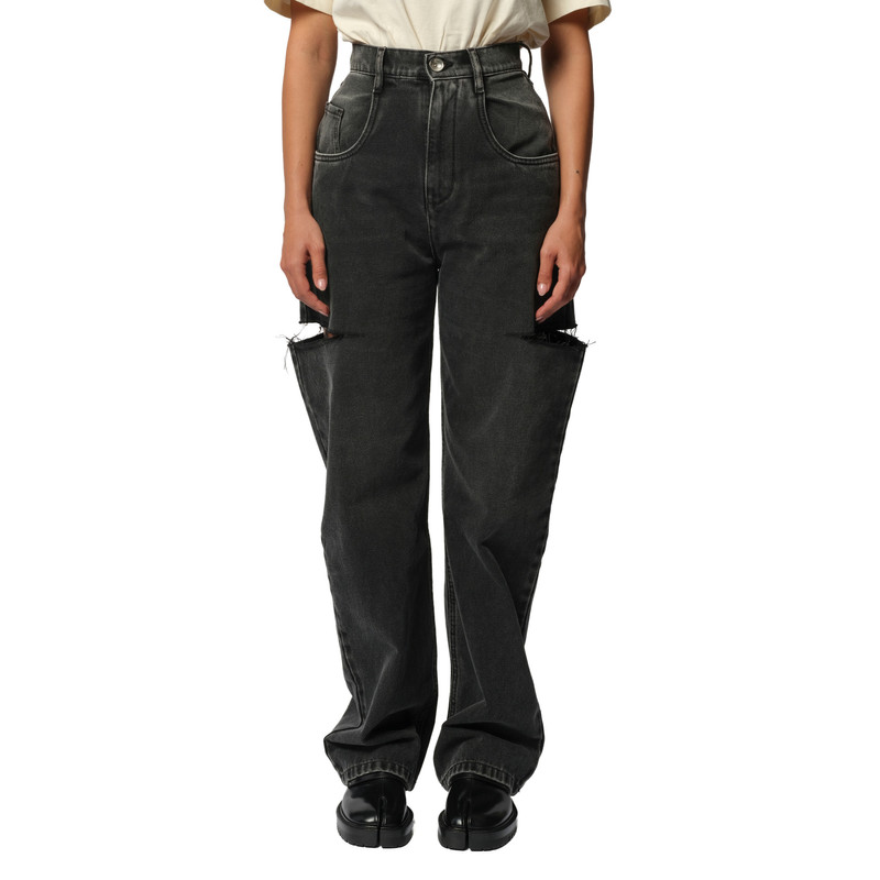 Slash Loose Fit Denim Jeans in Black - 1