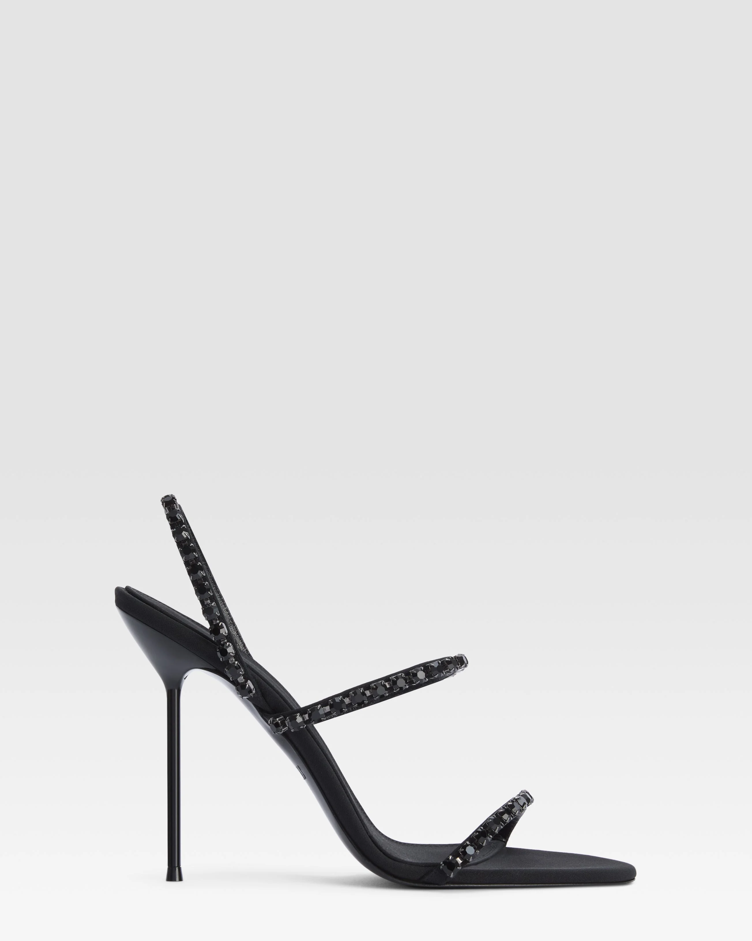 Crepe satin slingback sandal with embroidered studs - 1