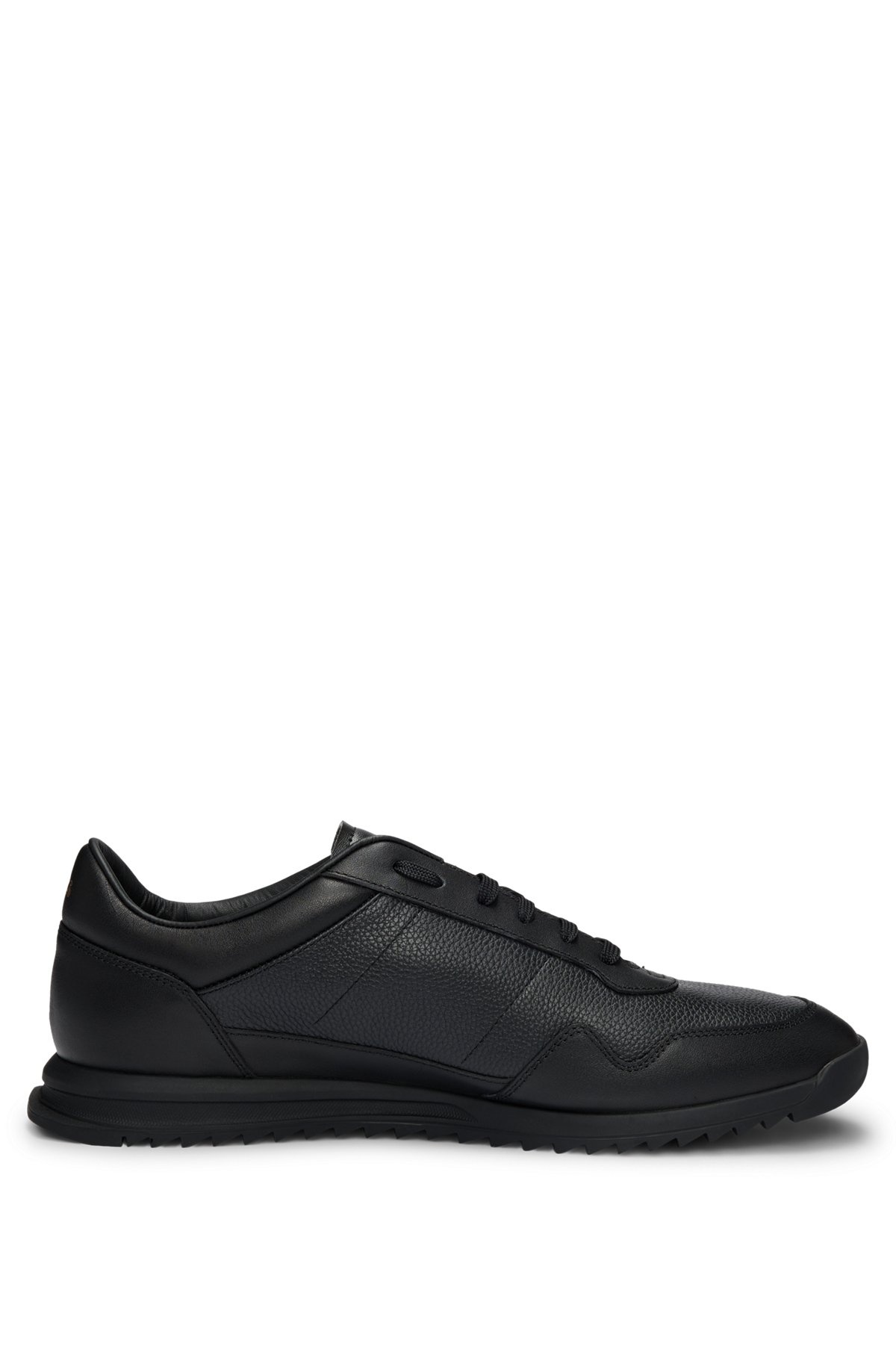 TUMBLED-LEATHER LACE-UP TRAINERS WITH PLAIN TRIMS - 2