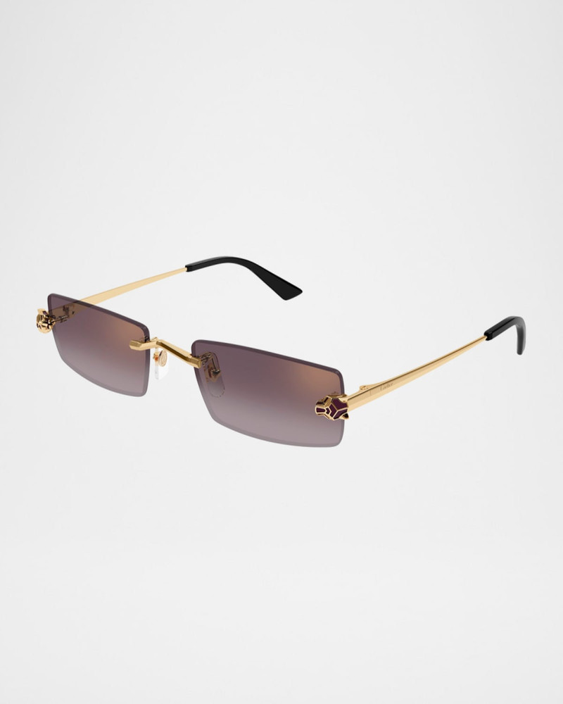 Cartier Panthere Rimless Rectangular Metal Sunglasses outlook